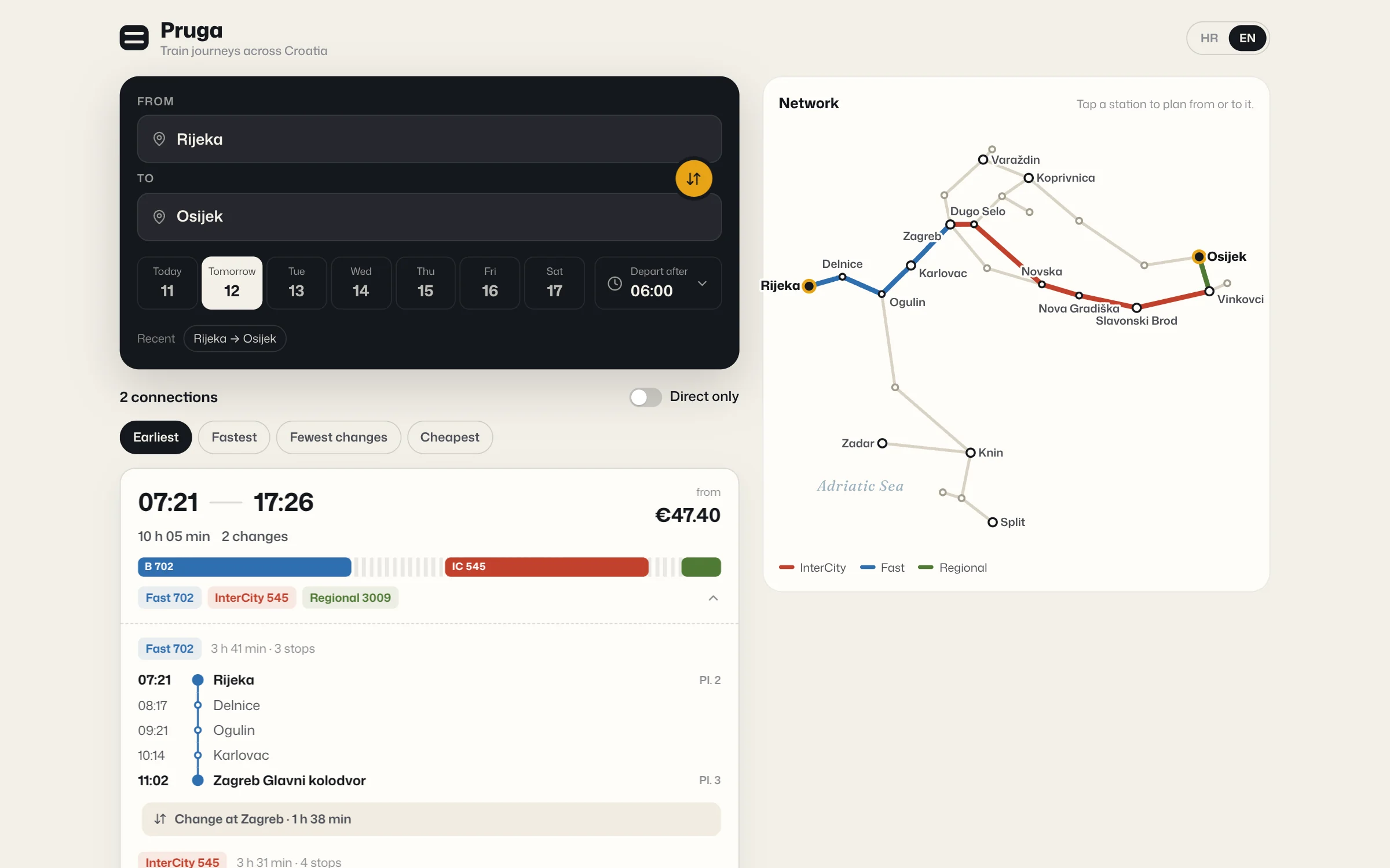 Pruga journey planner