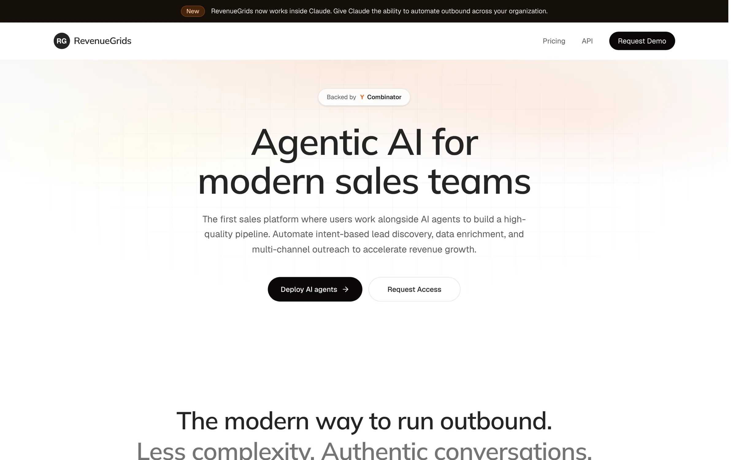 RevenueGrids landing page